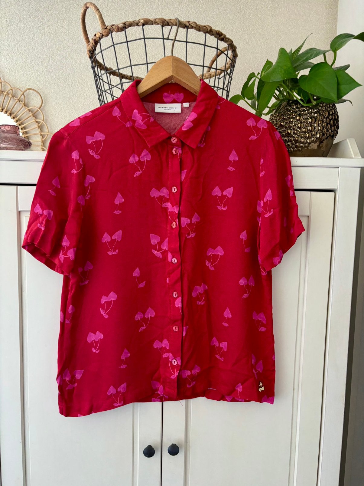 Fabienne Chapot blouse kersen maat S, Ophalen of Verzenden, Zo goed als nieuw, Maat 36 (S), Roze
