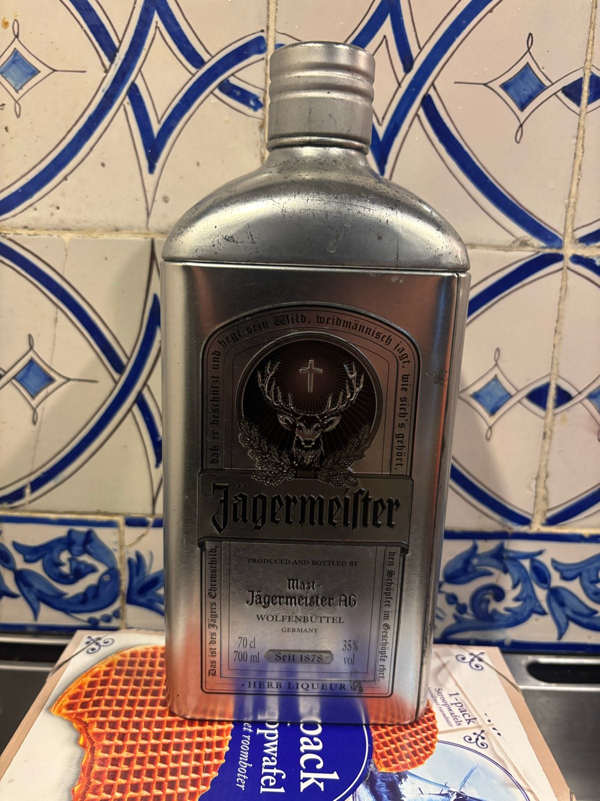 Gaaf Jagermeister 700ml blik - Uniek verzamelobject, Ophalen of Verzenden, Gebruikt, Overige, Overige merken