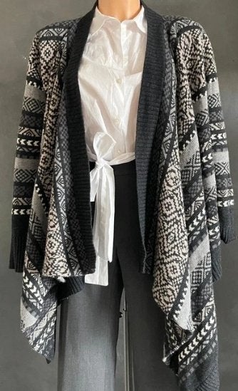 Max Mara poncho grijs wit M/ L, Kleding | Dames, Ophalen of Verzenden, Nieuw, Maat 38/40 (M), Grijs