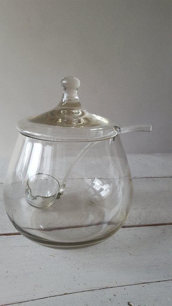 Glazen bowl schaal met opscheplepel, Ophalen, Overige typen, Overige stijlen, Glas
