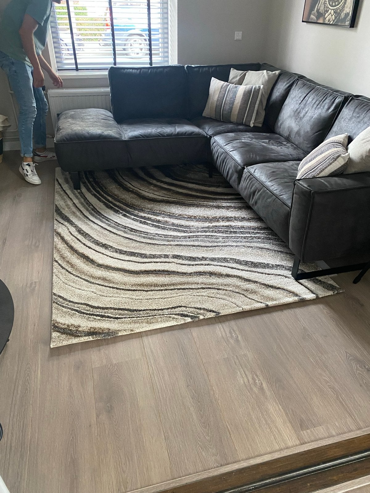 Modern Vloerkleed met Abstract Patroon, Ophalen, Gebruikt, Beige, 150 tot 200 cm