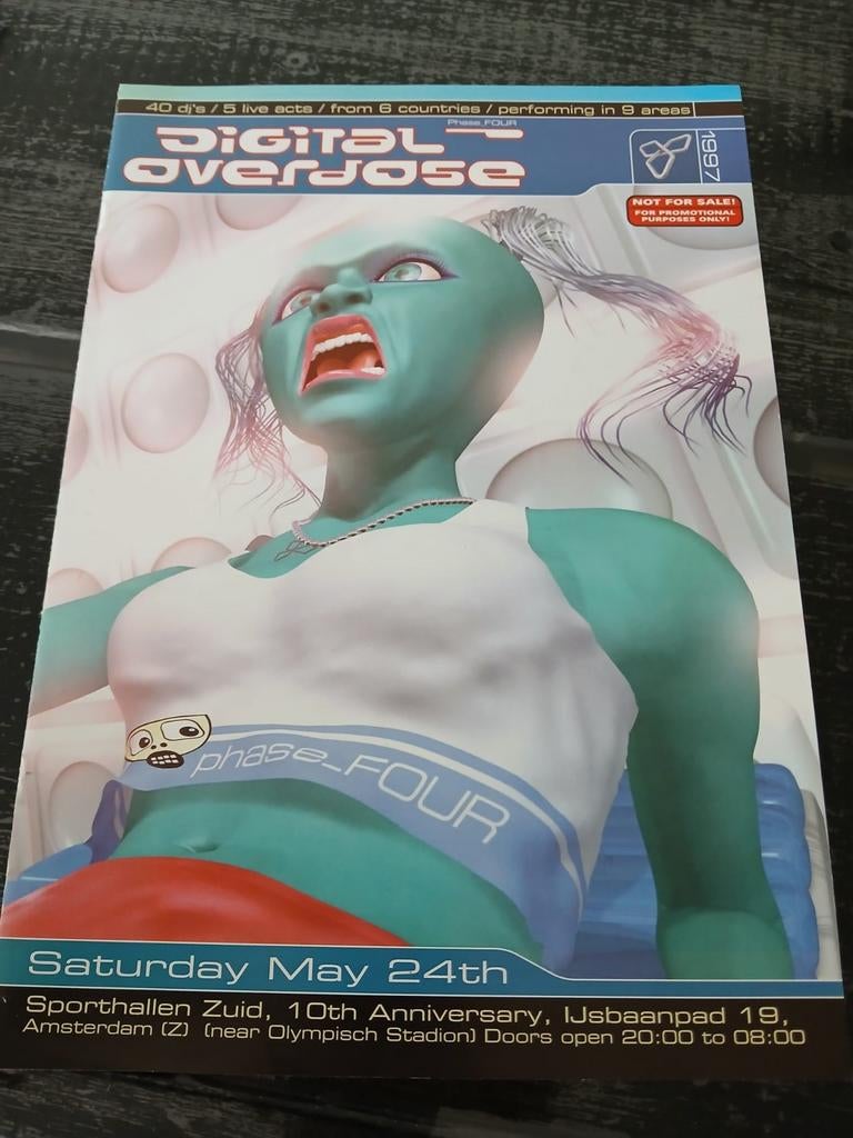 Flyer digital overdose phase 4 1997, Ophalen of Verzenden, Zo goed als nieuw, Film en Tv