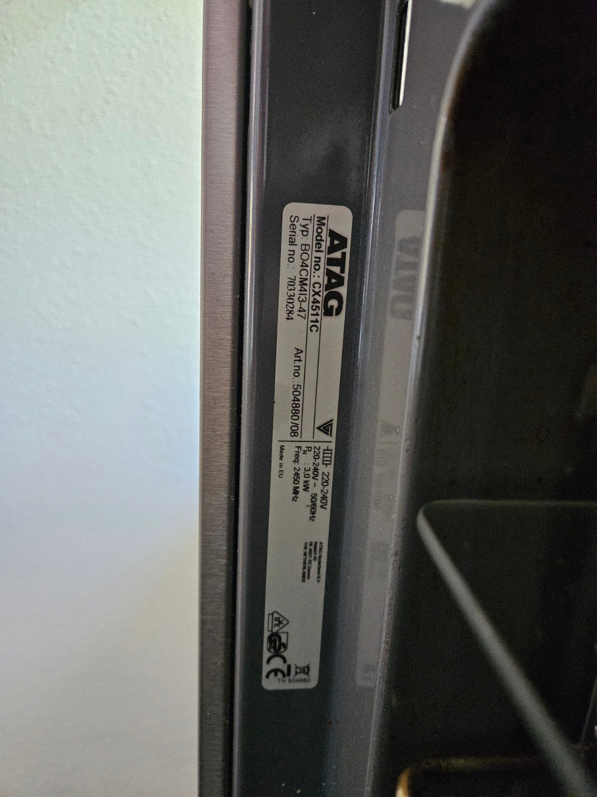 atag inbouw combi oven, Ophalen