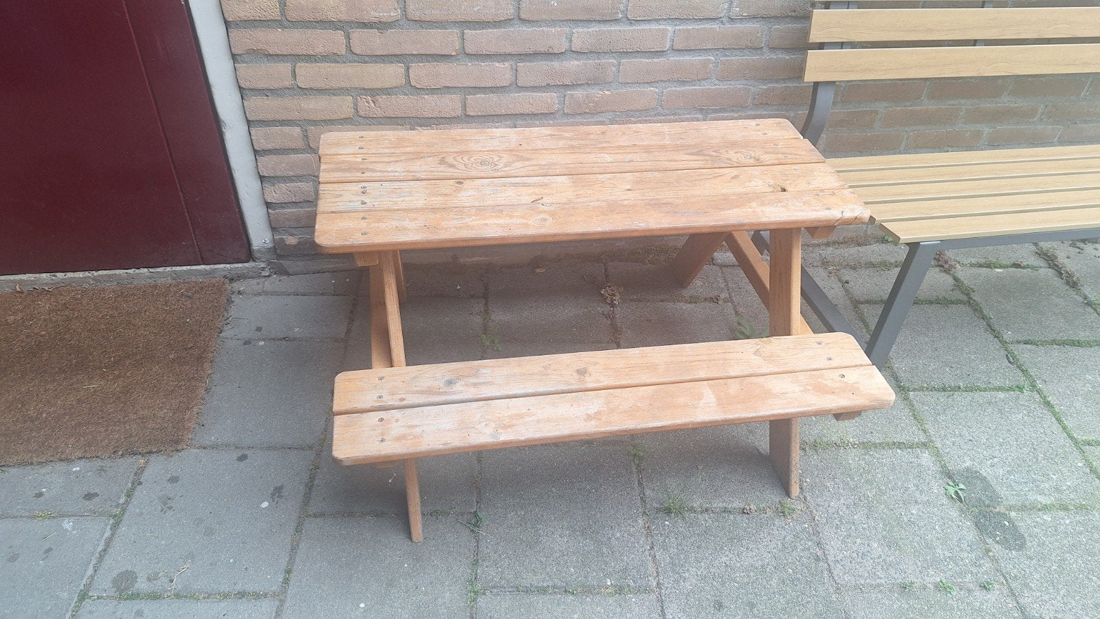 Kinderpicknick tafel, opknapper, Ophalen, Gebruikt, Rechthoekig, Hout
