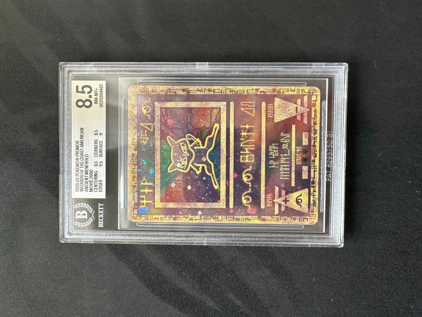 Ancient Mew Pokémon Kaart Movie Promo 2000 BGS 8.5 Graded, Ophalen of Verzenden, Zo goed als nieuw, Losse kaart, Foil