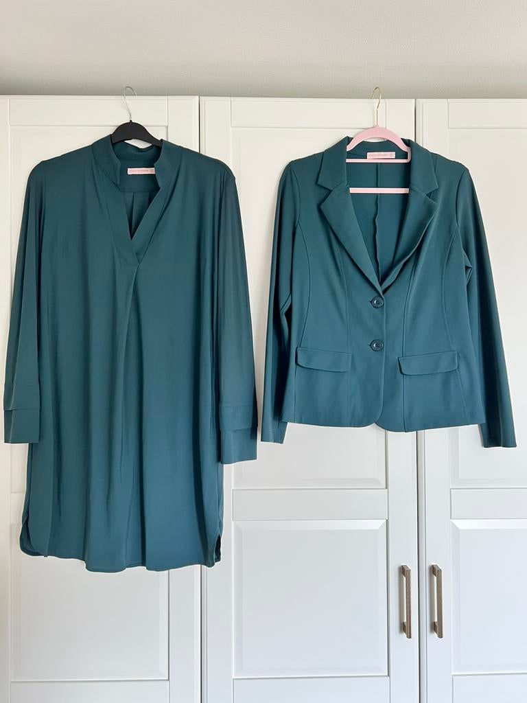 Studio anneloes set M bright bonded blazer & susan tuniek, Maat 38/40 (M), Ophalen of Verzenden, Zo goed als nieuw, Groen