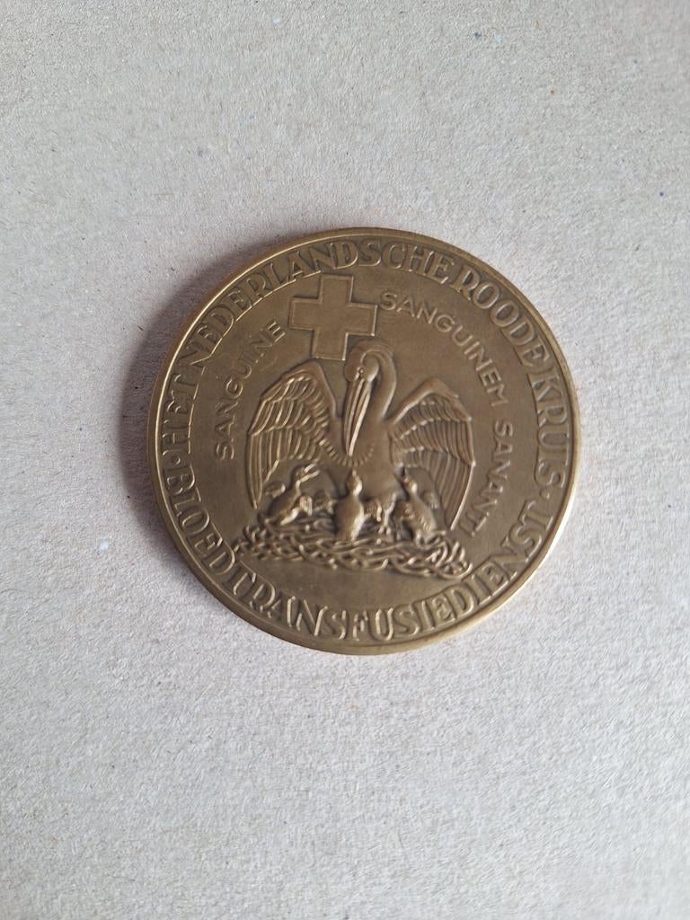 Herdenkingsmunt Bloedtransfusiedienst, Ophalen of Verzenden, Brons, Nederland