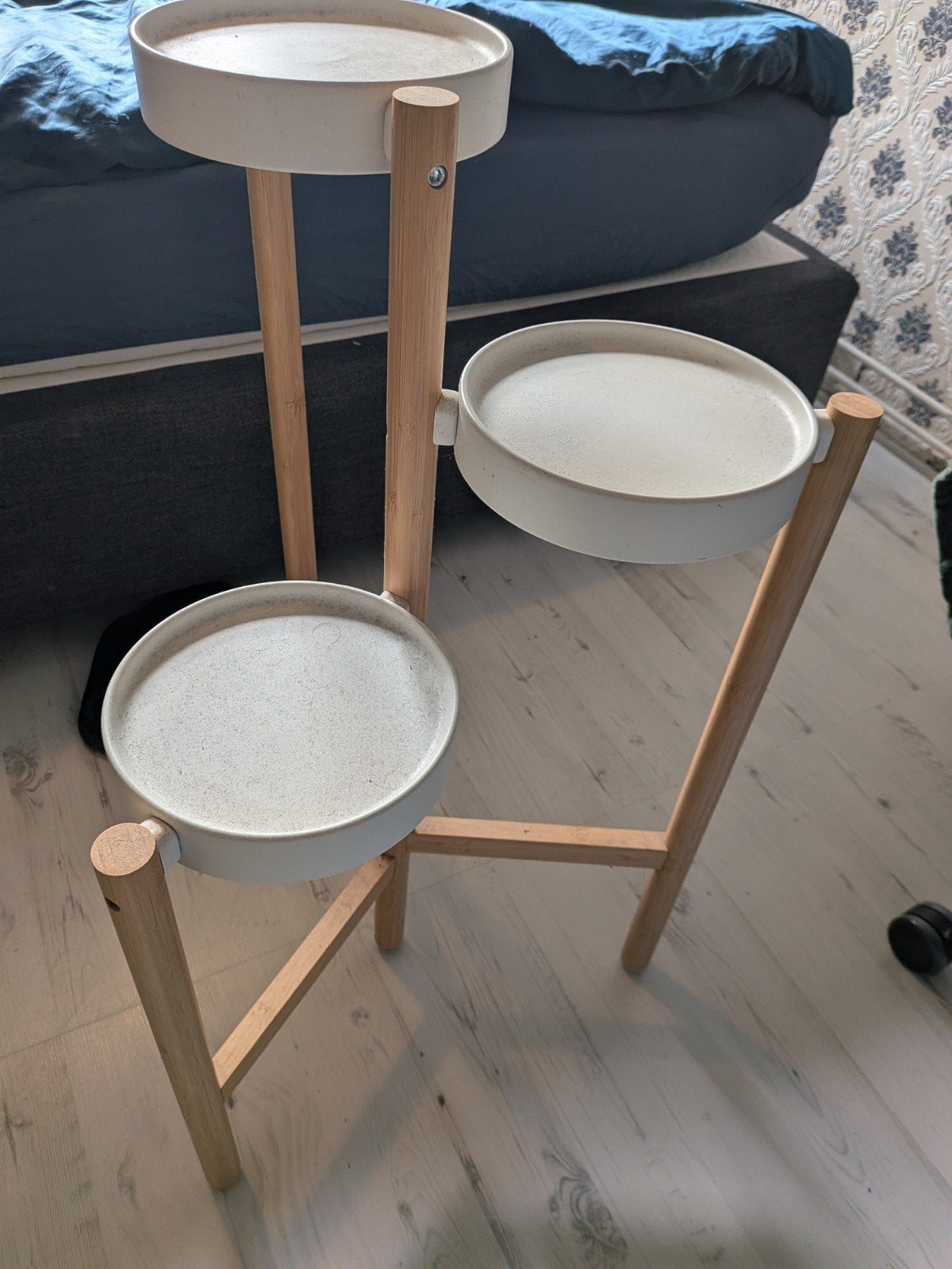 plantenstandaard - Hout & Wit, Ophalen, Modern, Scandinavisch, Zo goed als nieuw, 75 cm of meer