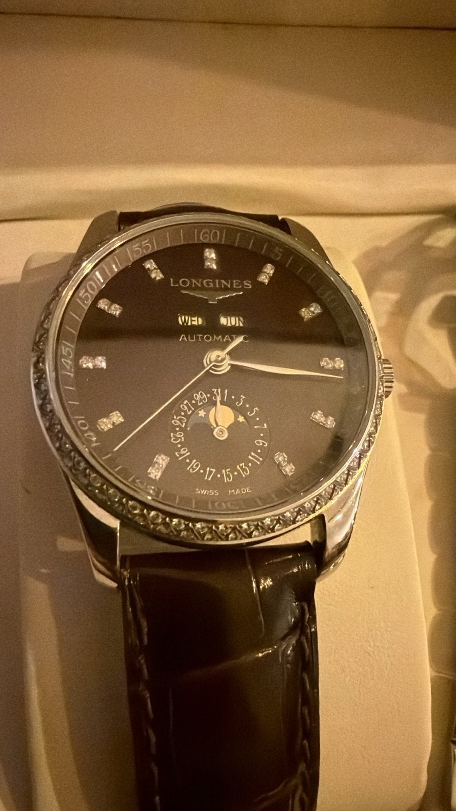 Longines Master Collection Dames Horloge met Diamanten Bezel, Overige merken, Staal, Polshorloge, Ophalen of Verzenden