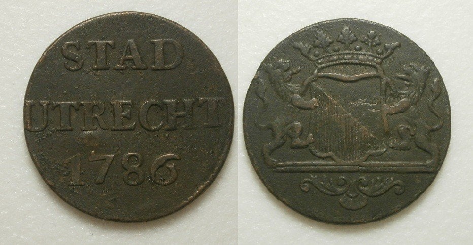Utrecht Stad Duit 1786, Postzegels en Munten, Ophalen of Verzenden, Vóór koninkrijk, 1 cent, Losse munt