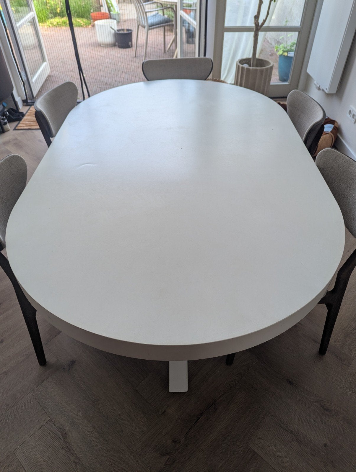 Witte eettafel, Ophalen, Gebruikt, 50 tot 100 cm, 150 tot 200 cm