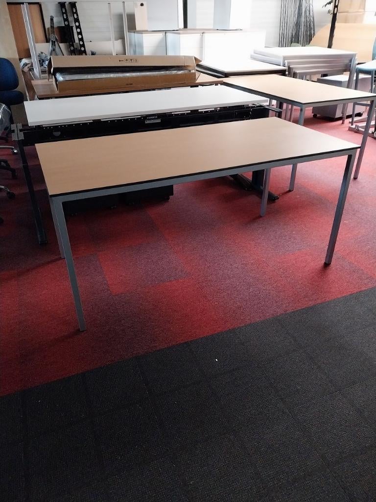 Tafel 160 x 80 cm. Alu frame en beuken blad, Ophalen, Gebruikt