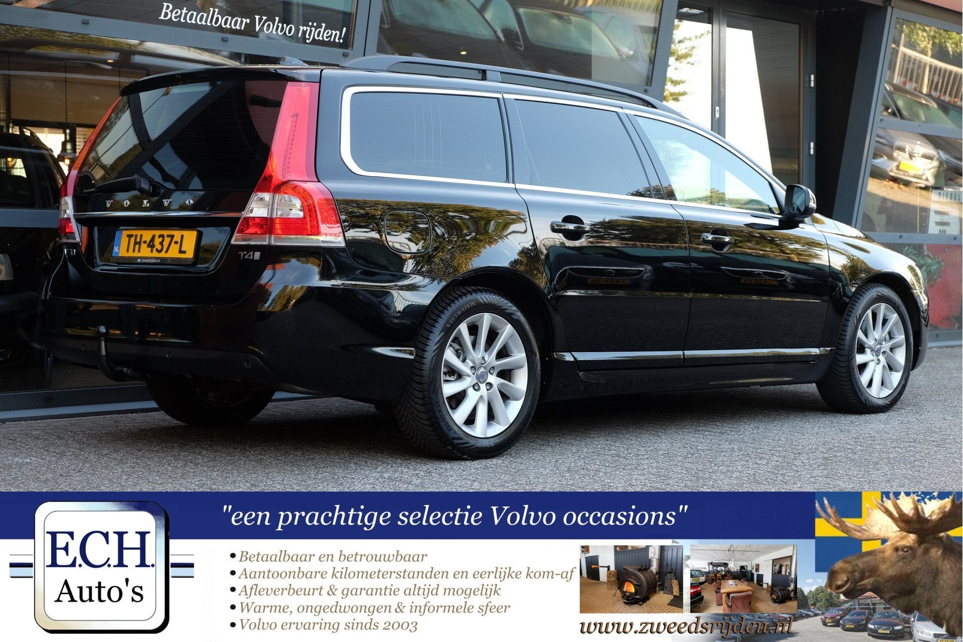 Volvo V70 2.0 T4 190 pk Aut. Adaptieve CC, Trekhaak, Stoelve, Auto's, Gebruikt, Leder en Stof, Zwart, V70