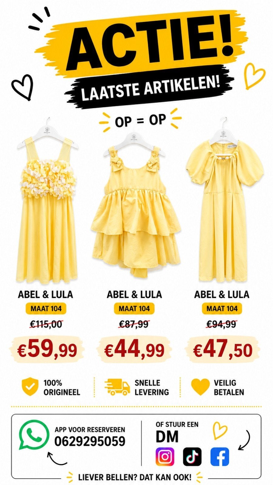 Abel & Lula Kinderjurken - Diverse Modellen & Maten, Kinderen en Baby's, Kinderkleding | Overige, Ophalen of Verzenden, Nieuw