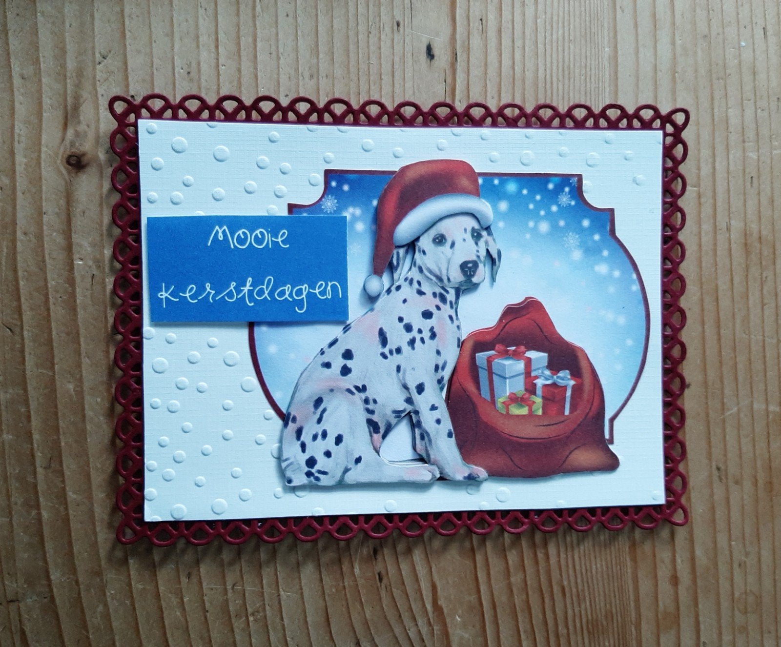 Stans kaart opleg met 3d plaatje kerst hond, Ophalen of Verzenden, Nieuw, Kerst