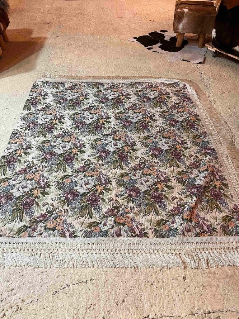 Vintage brocante bedsprei foulard bloemenpatroon 307/151, Ophalen of Verzenden