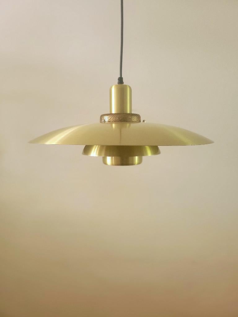 Vintage Deense schalenlamp van Lyskaer Belysning i, Huis en Inrichting, Lampen | Hanglampen, Gebruikt, Ophalen of Verzenden, Metaal