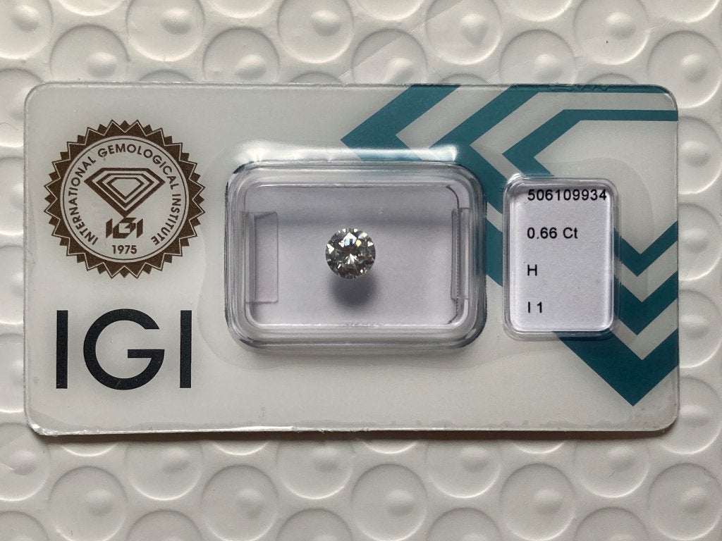 0.66 Ct Diamant IGI Certificaat, Ophalen, Overige kleuren, Nieuw, 17 tot 18