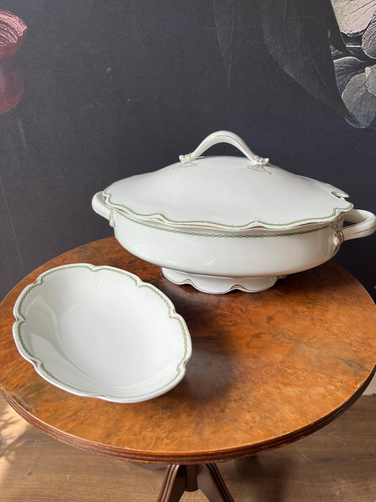 Rosenthal soepterrine en schaal - Groen en Goud, Ophalen
