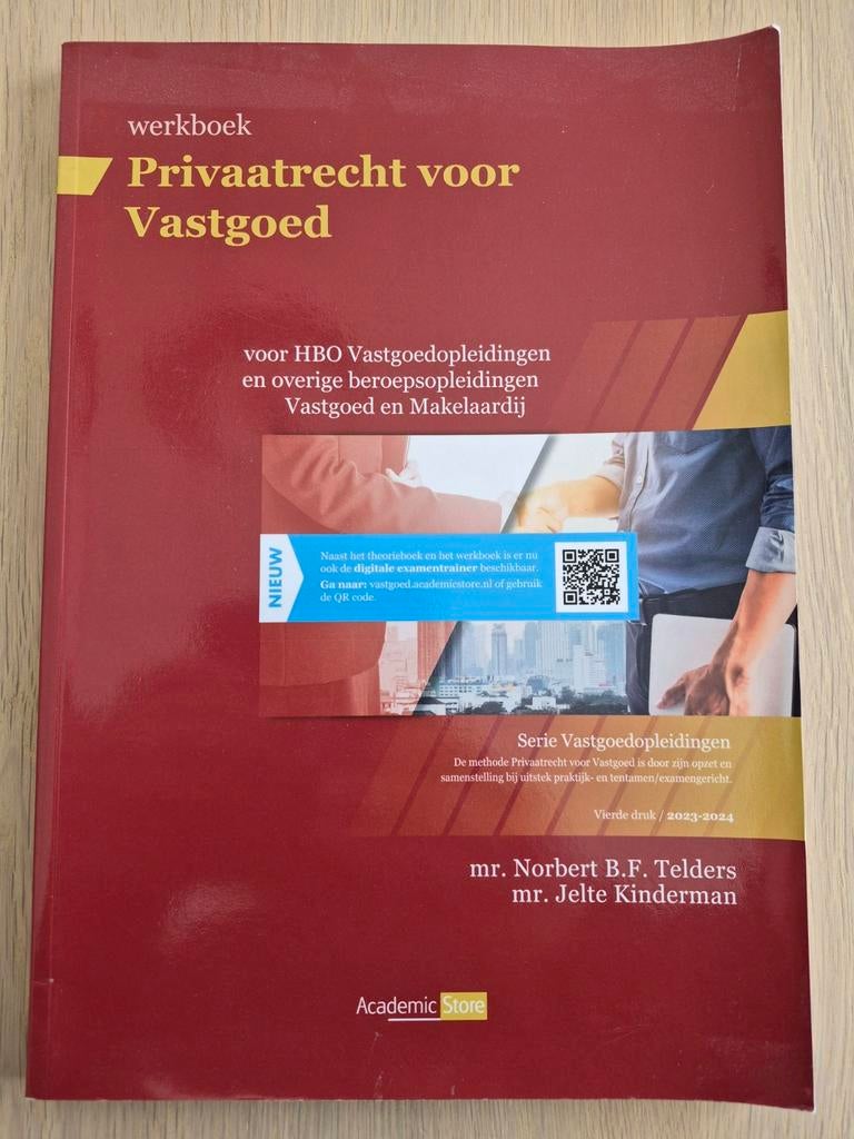 Werkboek Privaatrecht voor Vastgoed   (ISBN 9789083285917), Boeken, Zo goed als nieuw, Norbert B.F. Telders, Jelte Kinderman, Gamma