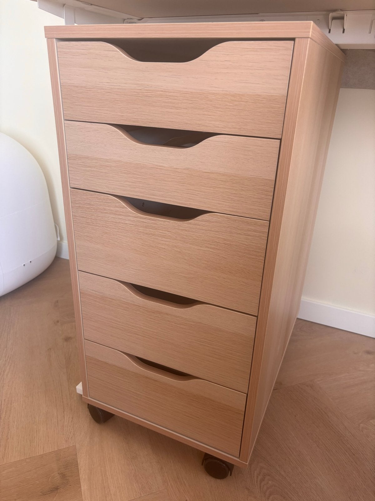 IKEA Alex ladeblok op wielen, licht eikenhout, Ophalen, Minder dan 50 cm, Gebruikt, 5 laden of meer