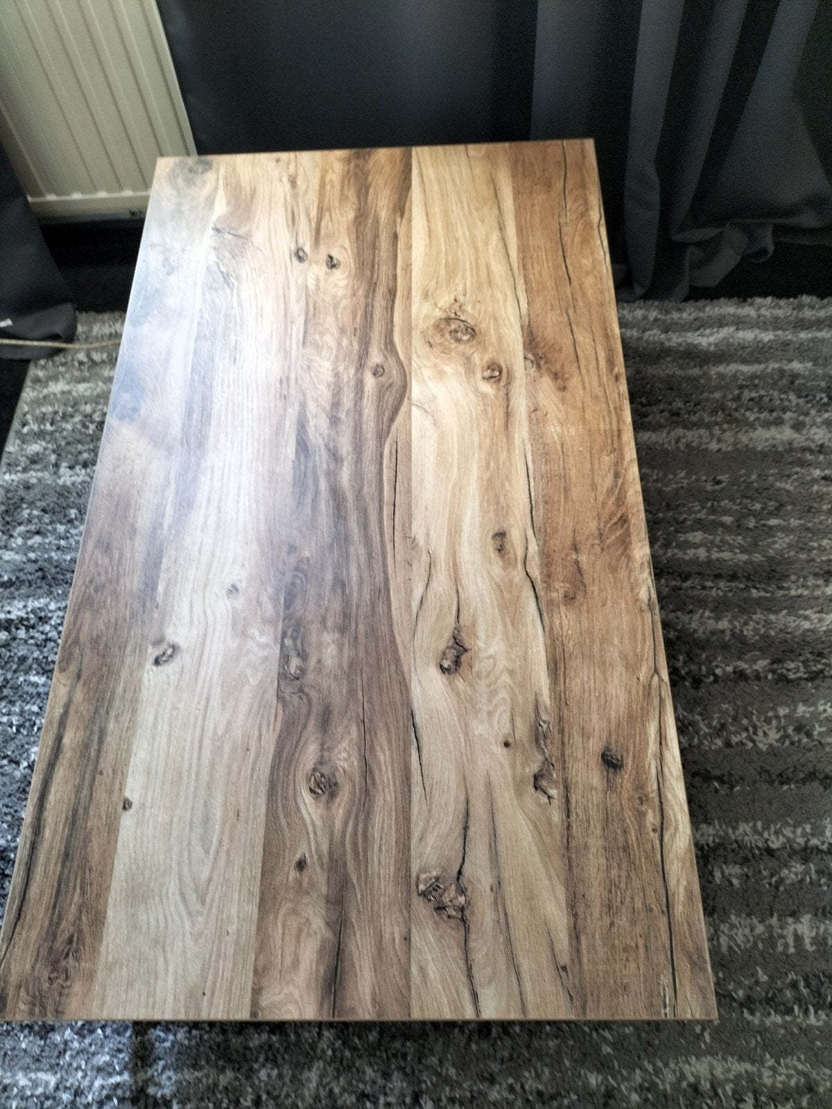 salontafel houten blad met ijzeren poten en blad voor spulle, Ophalen, Zo goed als nieuw, Overige typen