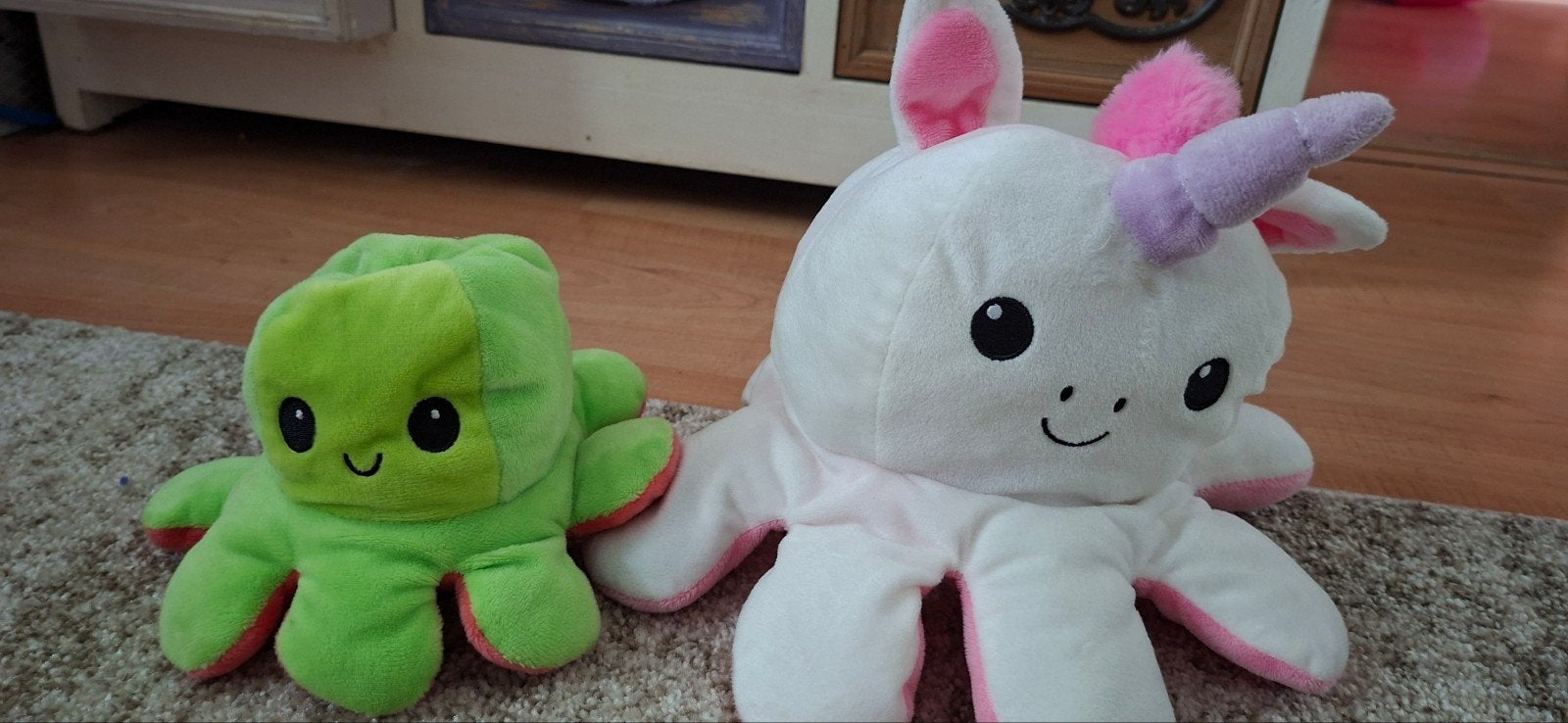 Omkeerbare knuffel octopus en eenhoorn - 2 stuks, Overige merken, Overige karakters, Overige typen, Ophalen of Verzenden