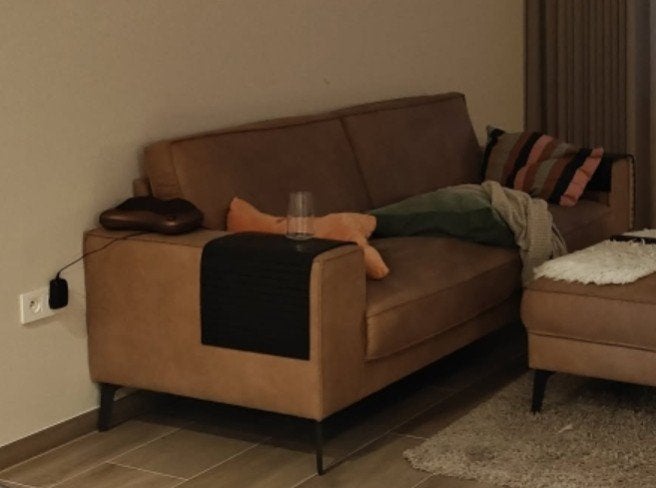 Cognac kleuren bank zonder hooker!, Ophalen, Gebruikt, Stof