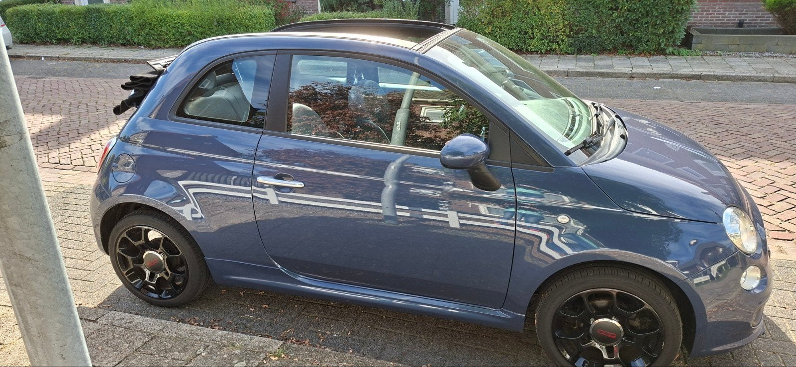 Fiat 500 1.2 C 2014 cabriolet Blauw zoekt nieuwe eigenaar, Auto's, Voorwielaandrijving, 4 cilinders, Handgeschakeld, Particulier