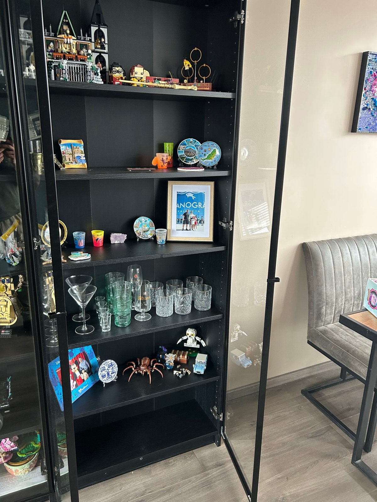 Billie boekenkast met glazen deuren - 80x200x26 cm, Ophalen, Gebruikt, 50 tot 100 cm, Glas