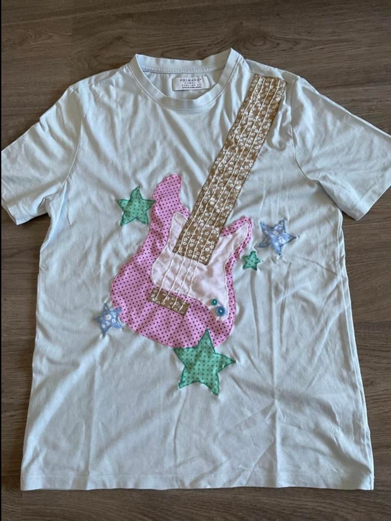 Handgemaakt patchwork gitaar t-shirt maat XS/ S/ M, Overige kleuren, Ophalen of Verzenden, Zo goed als nieuw, Korte mouw