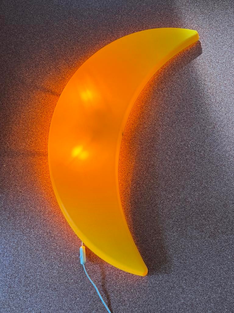 XXL Gele Maan Wandlamp - Sfeervolle Kinderkamer Verlichting, Huis en Inrichting, Ophalen, Zo goed als nieuw