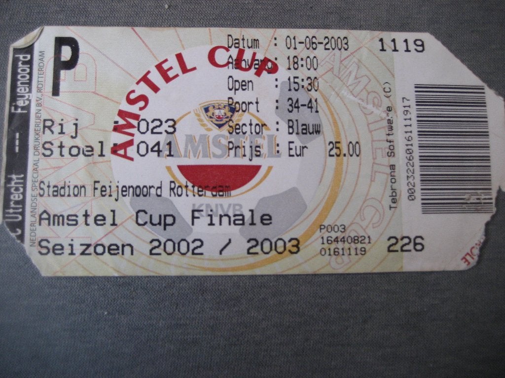 voetbalkaartje finale knvb beker fc utrecht feyenoord, Ophalen of Verzenden, Gebruikt, Feyenoord, Overige typen