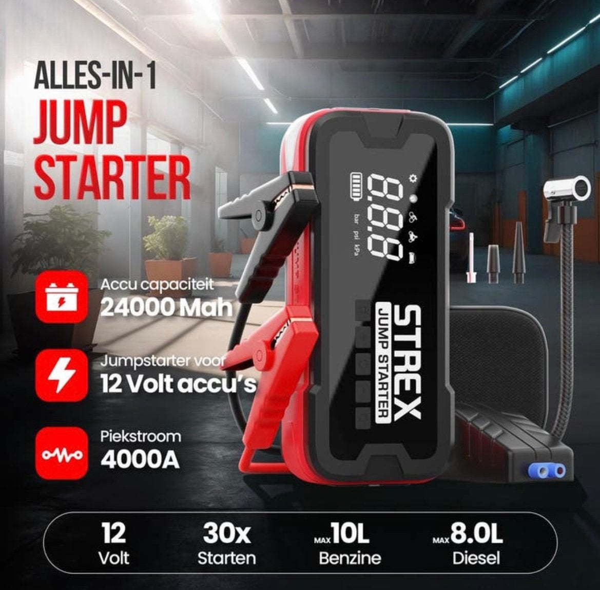 STREX krachtige jumpstarter / startbooster + extra functies, Ophalen of Verzenden, Nieuw