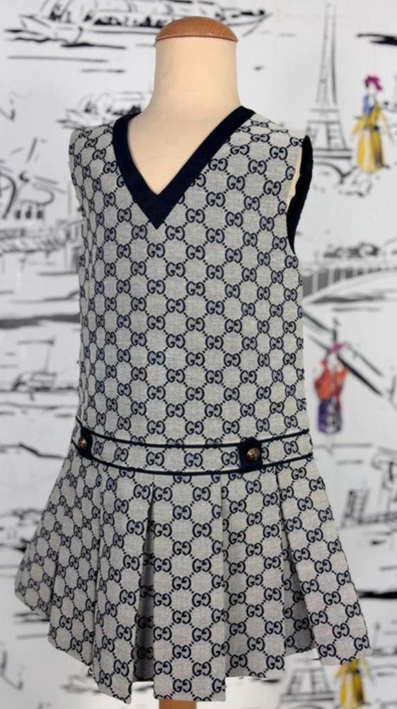 Gucci GG supreme navy canvas jurk maat 6 (850 euro), Customercare@gucci.com, Jurk of Rok, Gucci, Verzenden