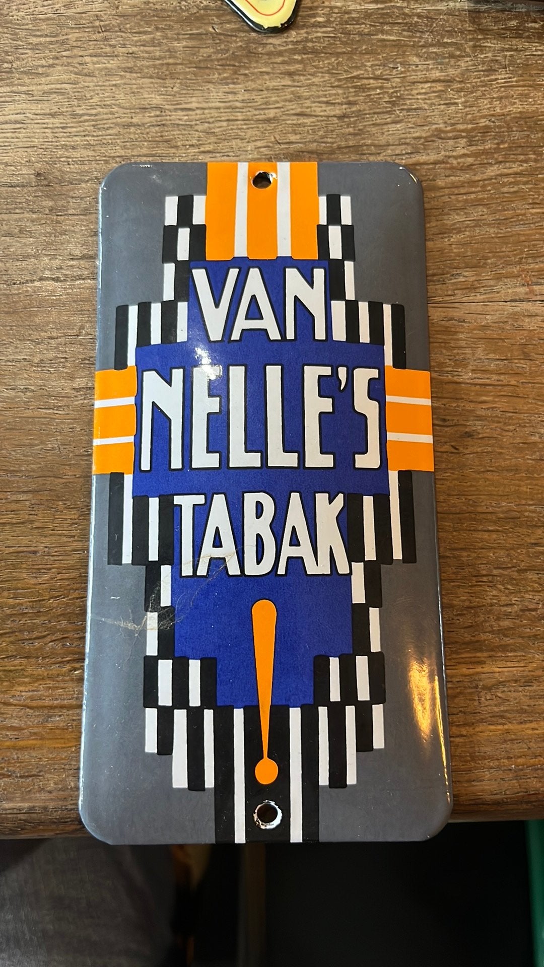 Emaille deurpost bordje van Van Nelle’s Tabak reproductie, Verzamelen, Ophalen of Verzenden, Zo goed als nieuw, Reclamebord