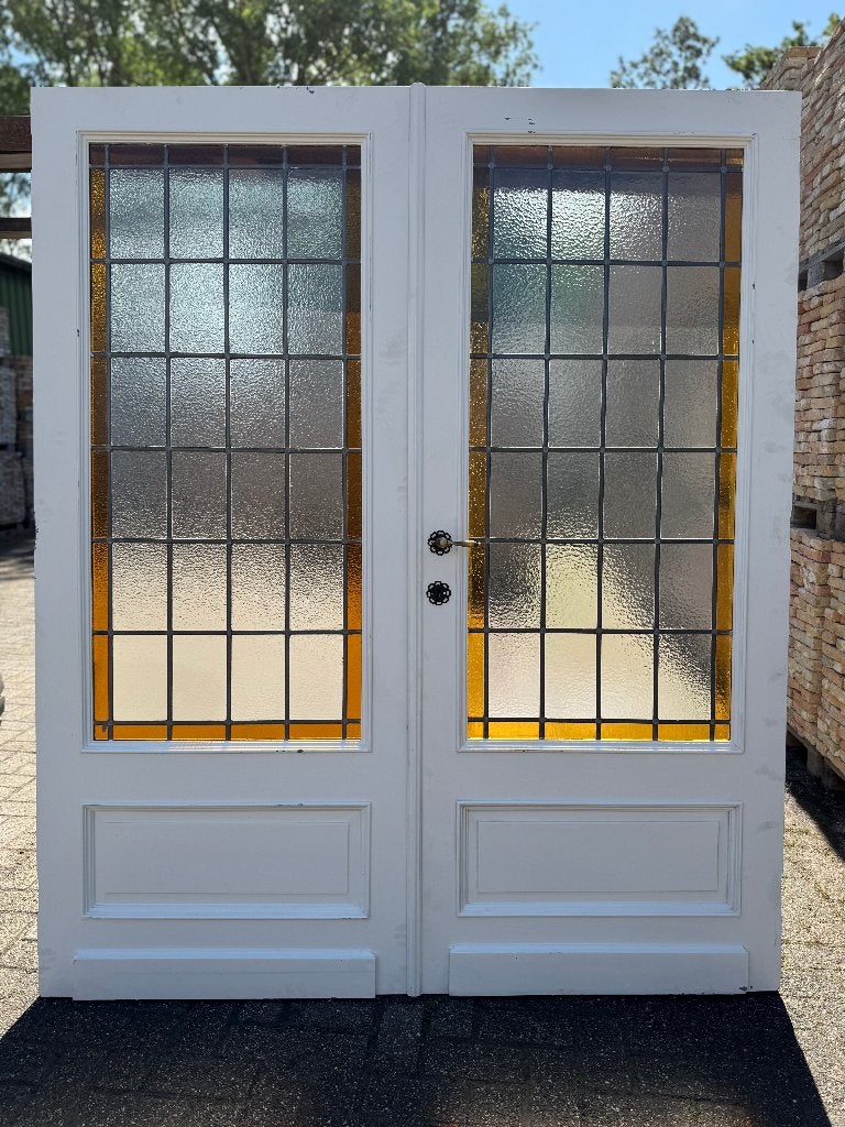 Set openslaande deuren met glas in lood 201x168cm., Ophalen