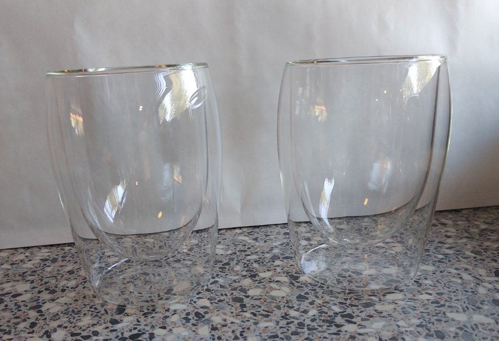 2 glazen dubbelwandige glazen Cappucino bekers glas, Glas of Glazen, Overige merken, Ophalen of Verzenden, Overige stijlen