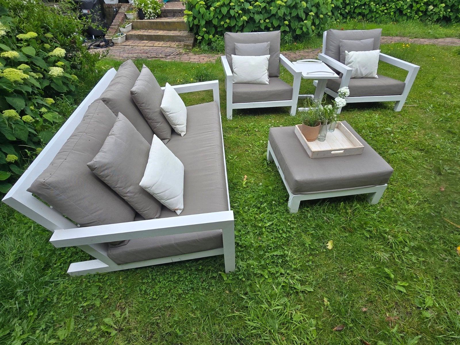 Life outdoor / Buitenhof Block loungeset all weater kussens, Ophalen, Gebruikt, Aluminium, Bank