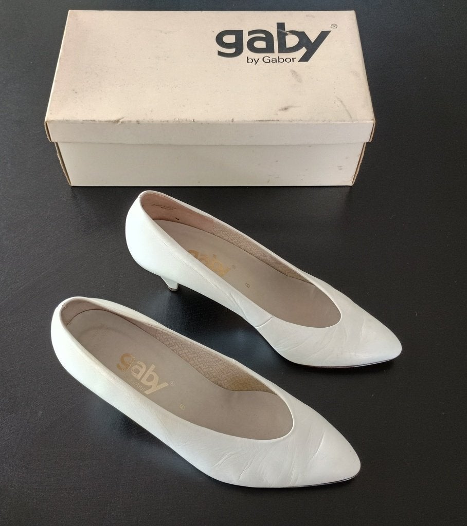 Gaby by Gabor leren pumps wit met hakje, maat 6., Kleding | Dames, Schoenen met lage hakken, Wit, Gedragen, Gaby by Gabor