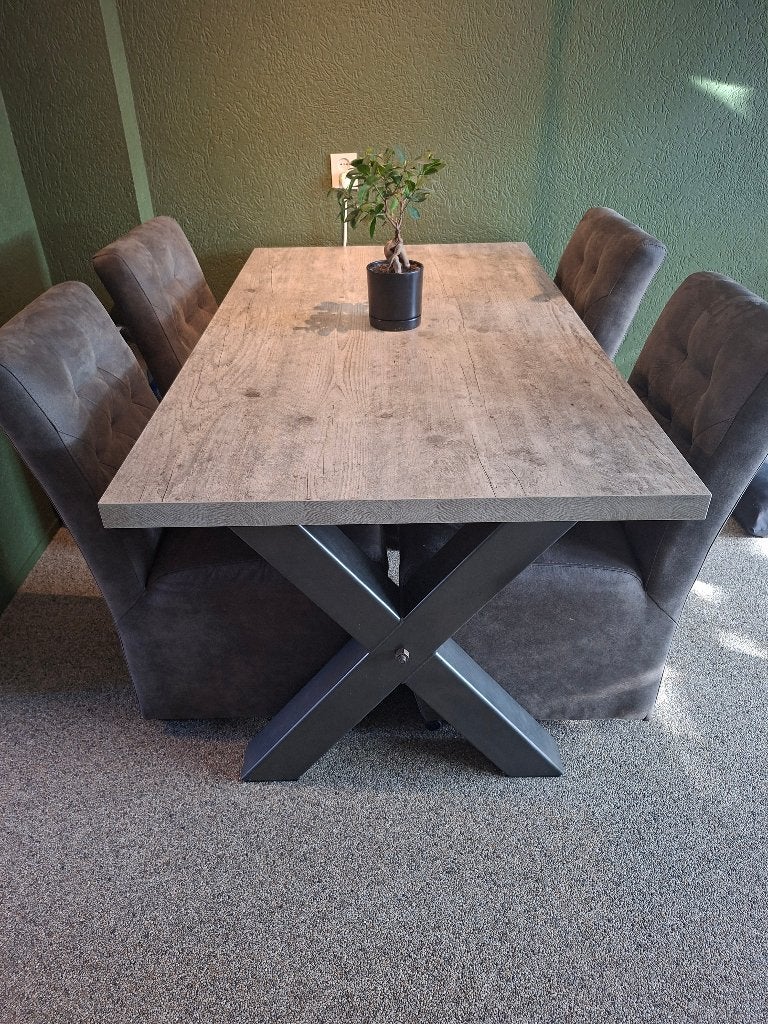 Dit weekend ophalen! Eettafel met x poot 160 x 90, Huis en Inrichting, Tafels | Eettafels, Ophalen, 50 tot 100 cm, Zo goed als nieuw