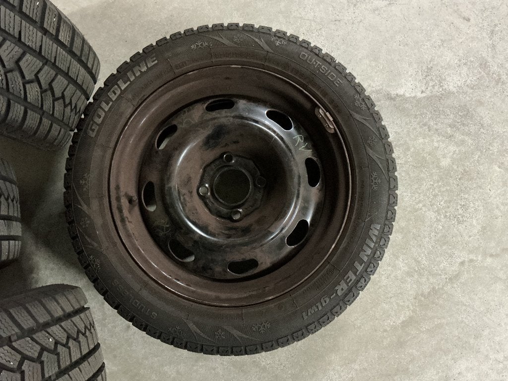 Winterbanden set van 4 op stalen velgen, Ophalen, Gebruikt, 15 inch, Banden en Velgen
