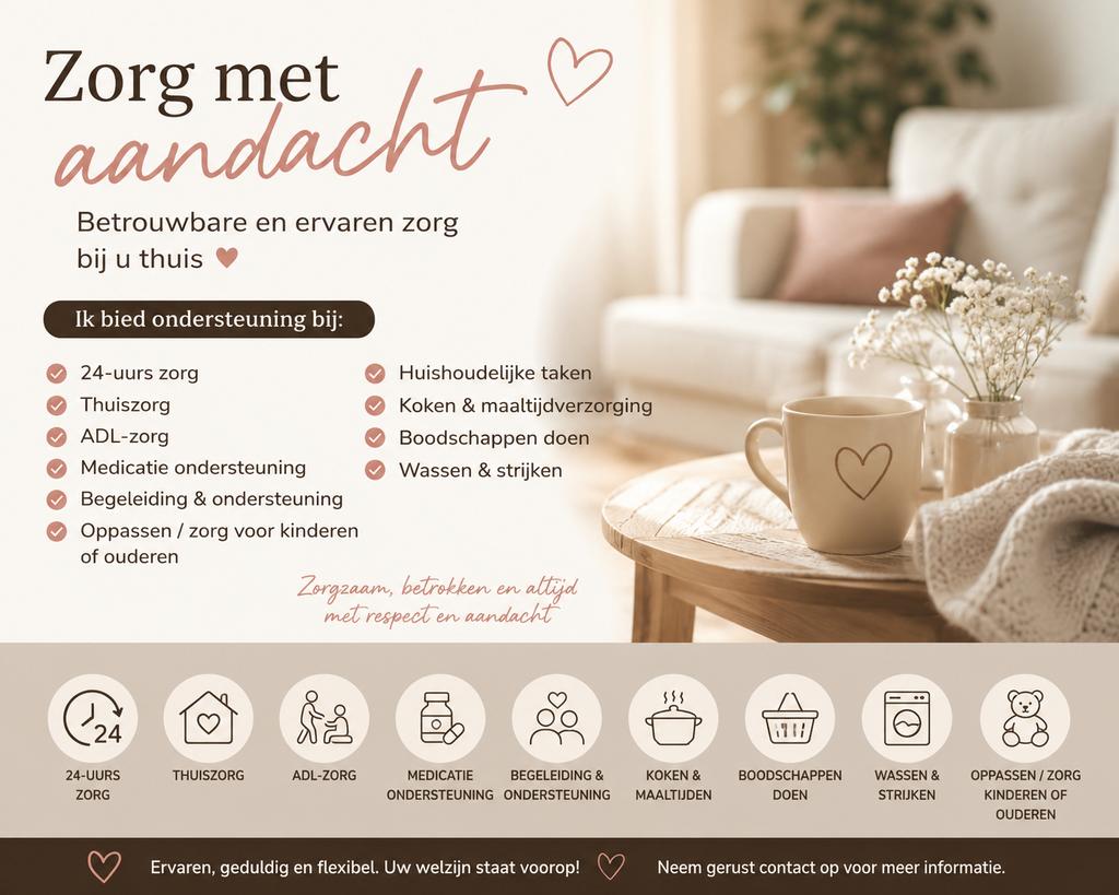 Ervaren zorg & begeleiding aangeboden– betrouwbaar, flexibel, Vacatures, Vacatures | Schoonmaak en Facilitaire diensten