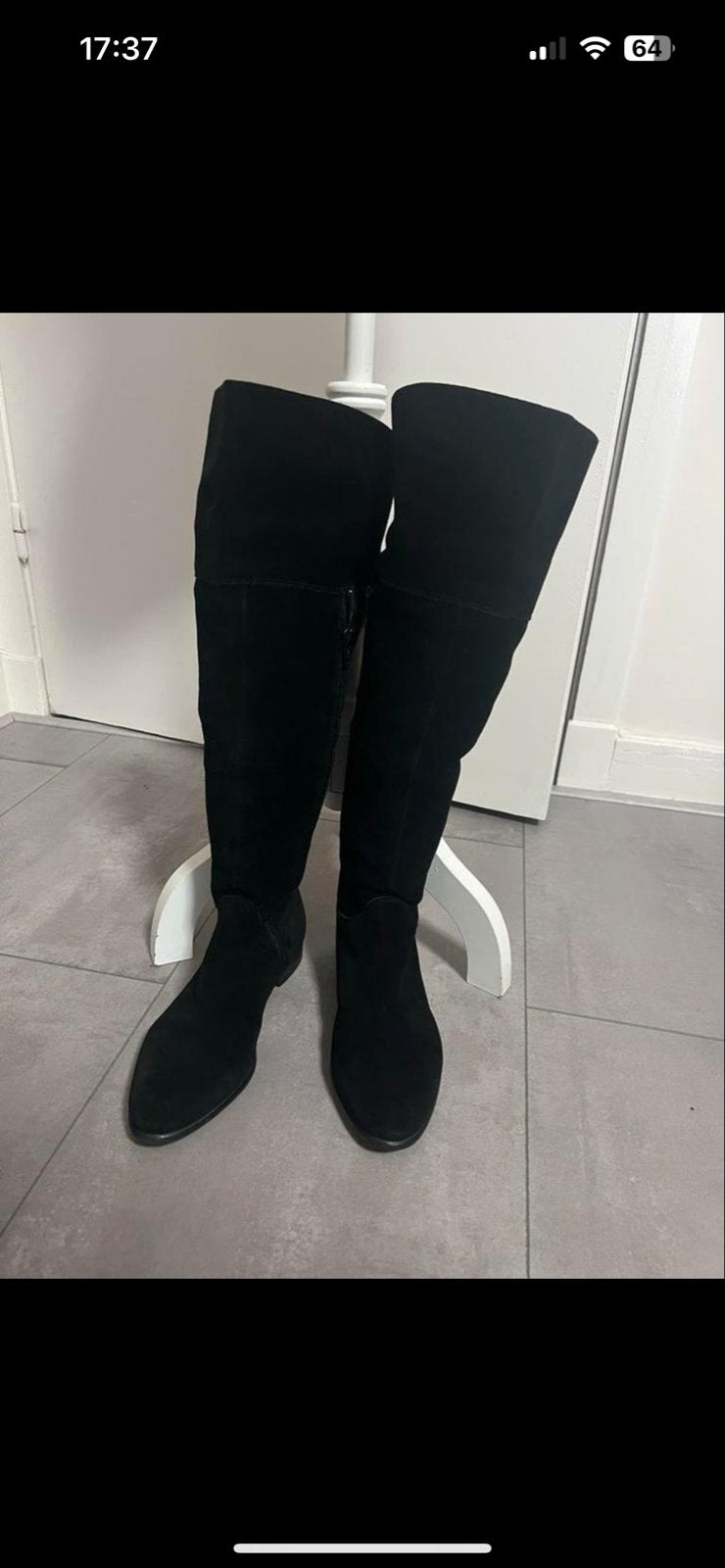 Zwarte suède overknee laarzen, Kleding | Dames, Schoenen, Ophalen of Verzenden, Zo goed als nieuw, Zwart, Hoge laarzen