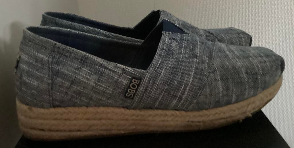 Skechers Memory Foam  Bobs ,jeans instappers,z.g.a.n.,maat 9, Blauw, Instappers, Ophalen of Verzenden, Zo goed als nieuw