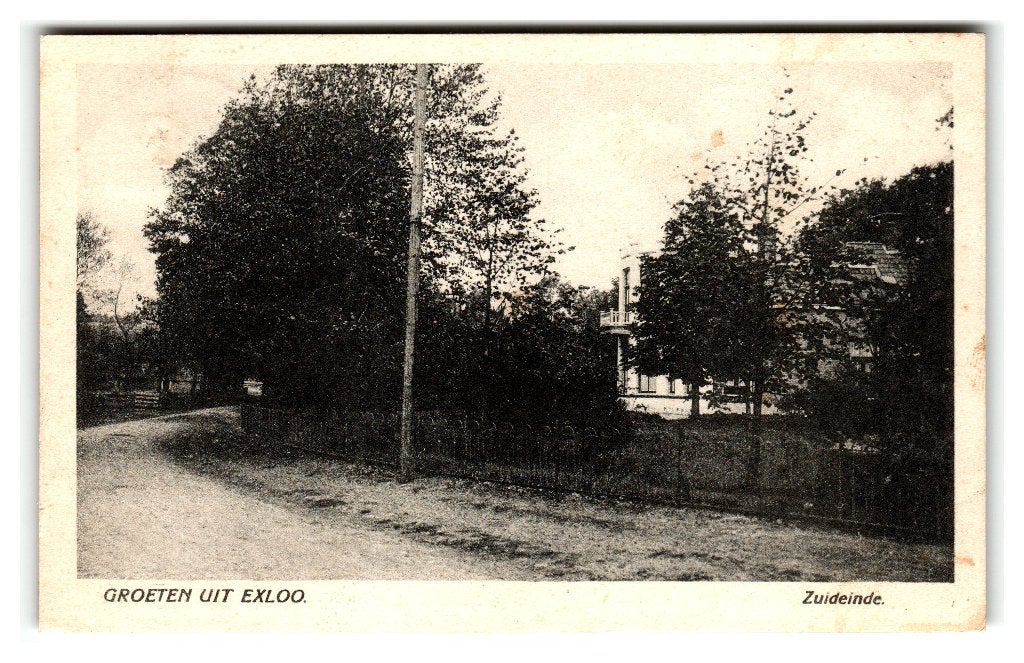Exloo, Zuideinde - Groeten uit Exloo, Ophalen of Verzenden, 1920 tot 1940, Gelopen, Drenthe