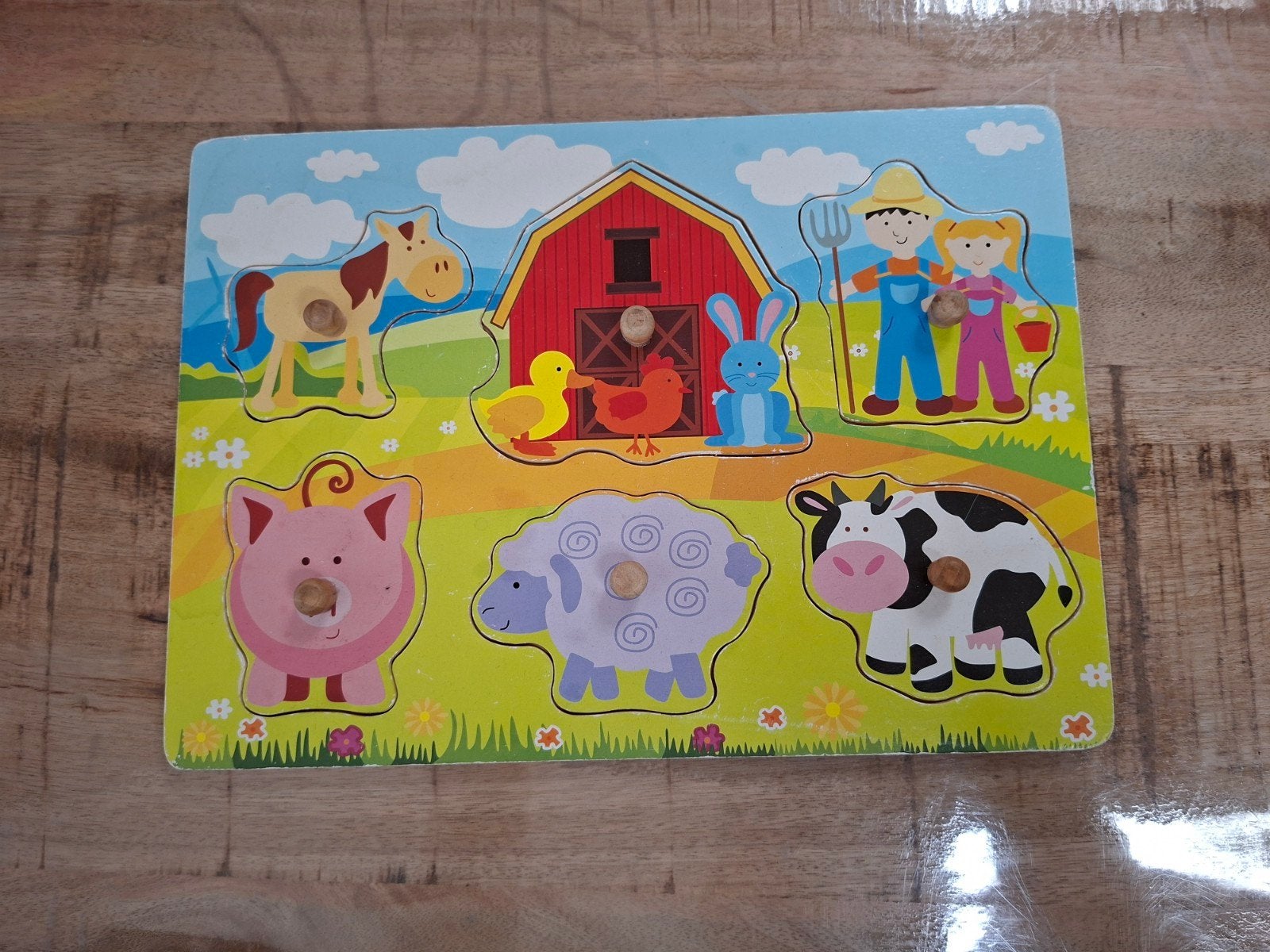 Leuke houten boerderij puzzel voor jonge kinderen, 2 tot 4 jaar, Gebruikt, Ophalen of Verzenden, Van hout
