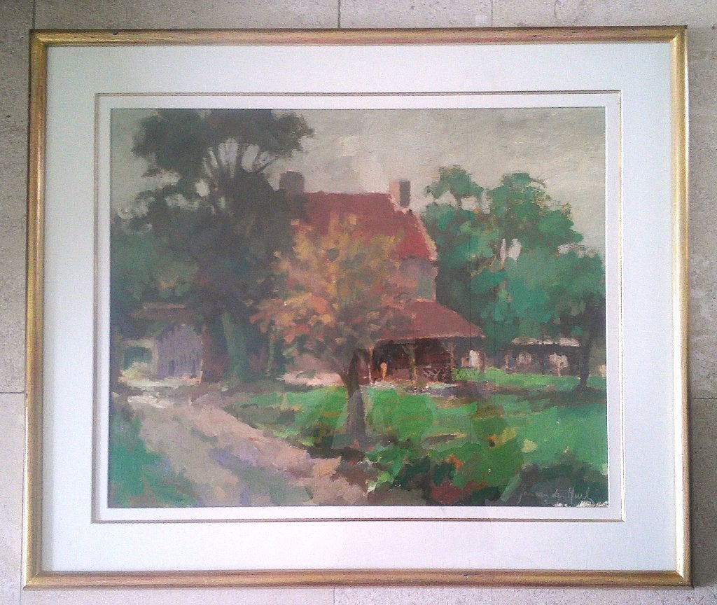 Huizen in Canada - Jan van der Hurk (1917-2000), Antiek en Kunst, Kunst | Schilderijen | Klassiek, Impressionistisch, Ophalen of Verzenden