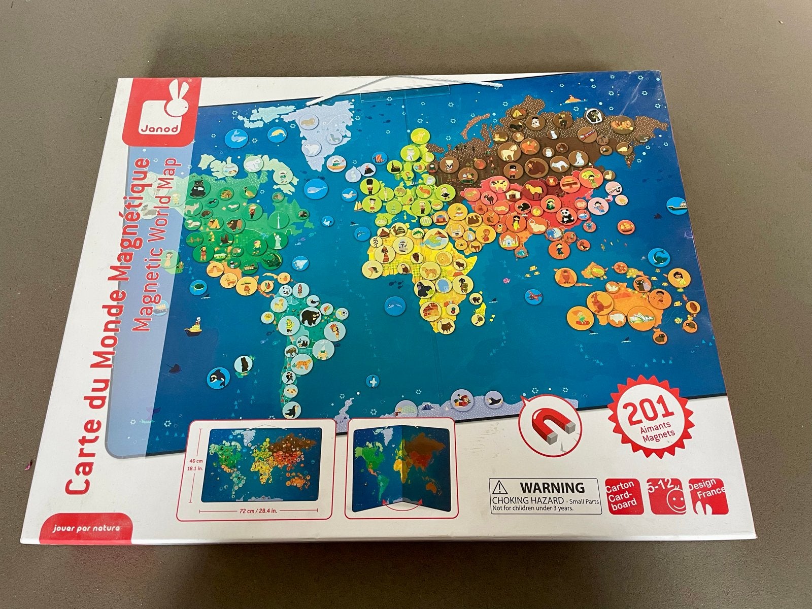 Janod Magnetisch Wereldkaart met Dieren, Ophalen of Verzenden, Zo goed als nieuw, Puzzelen
