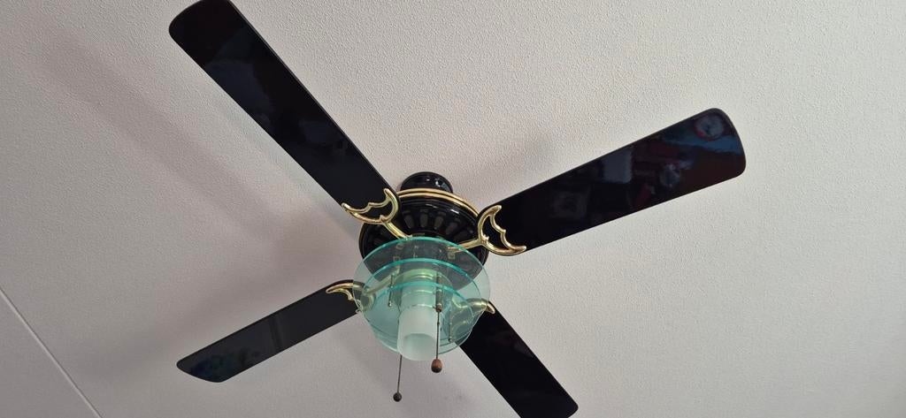 Zwarte plafondventilator met lamp, Ophalen